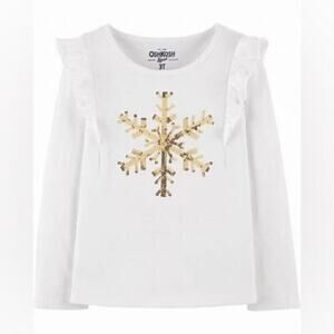 Oshkosh Bgosh Gold Sequined Snowflake Long Sleeve Top